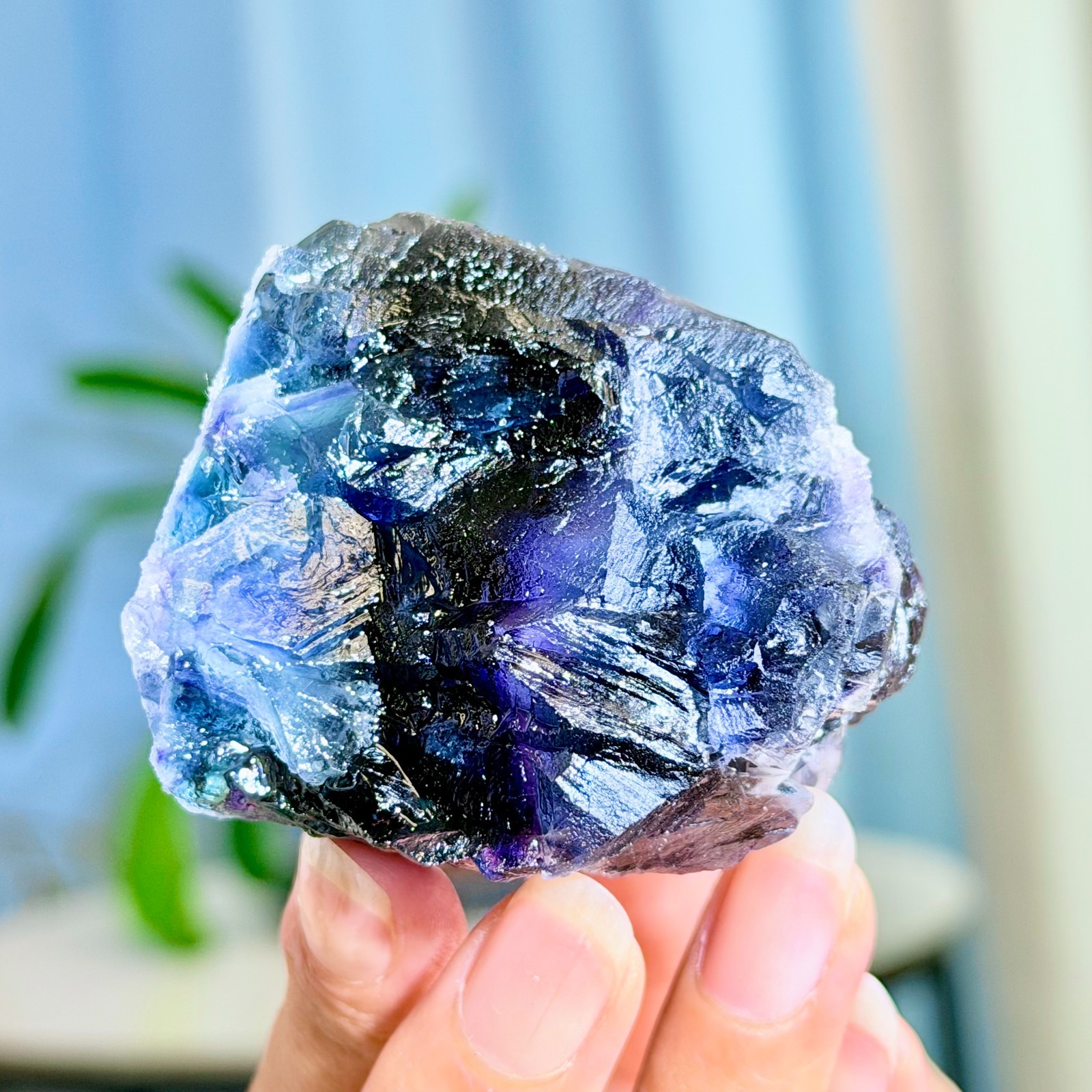 205G Rare transparent purple cubic fluorite mineral crystal sample/China