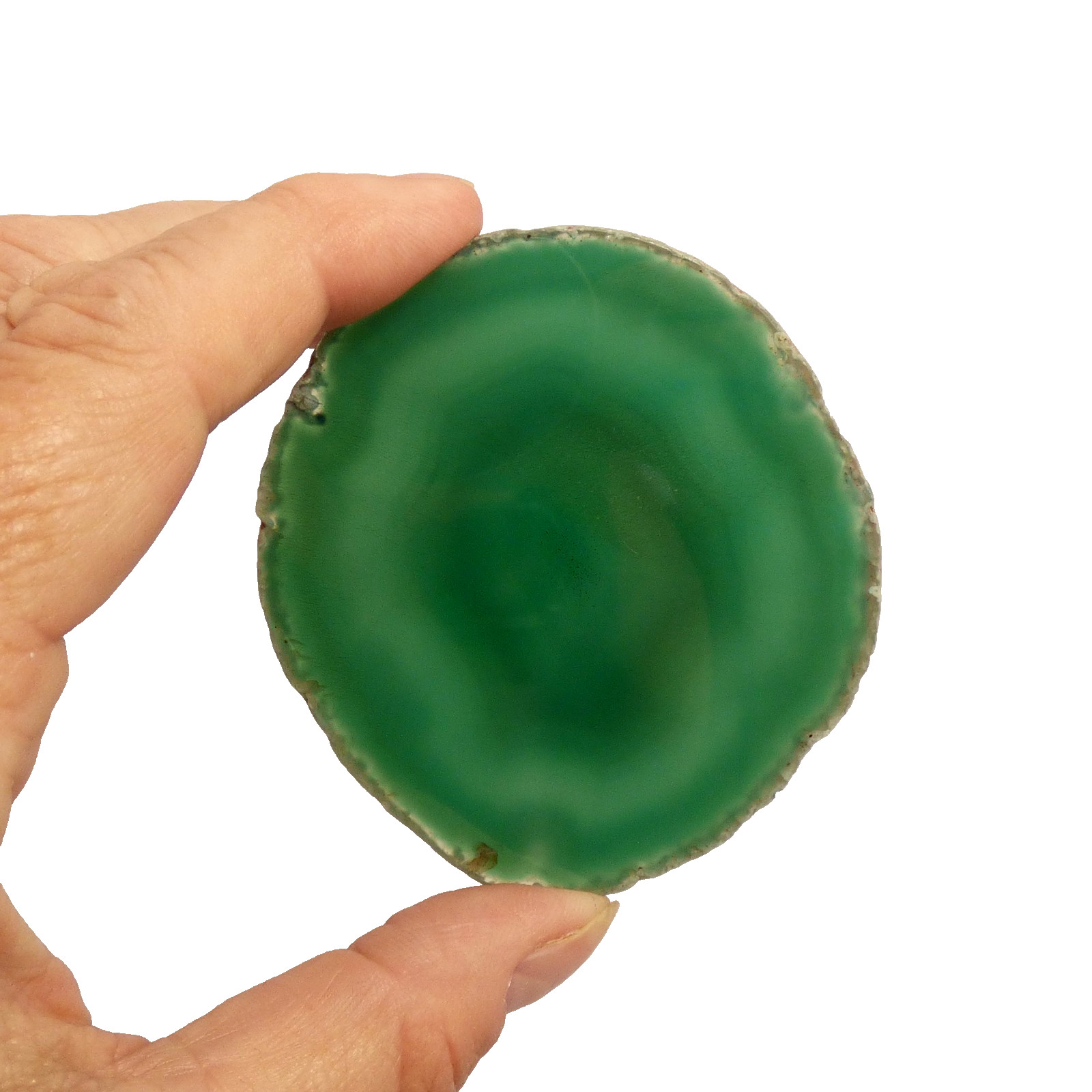 Banded Green Agate Geode Slice 7cm x 6.5cm Polished Brazil