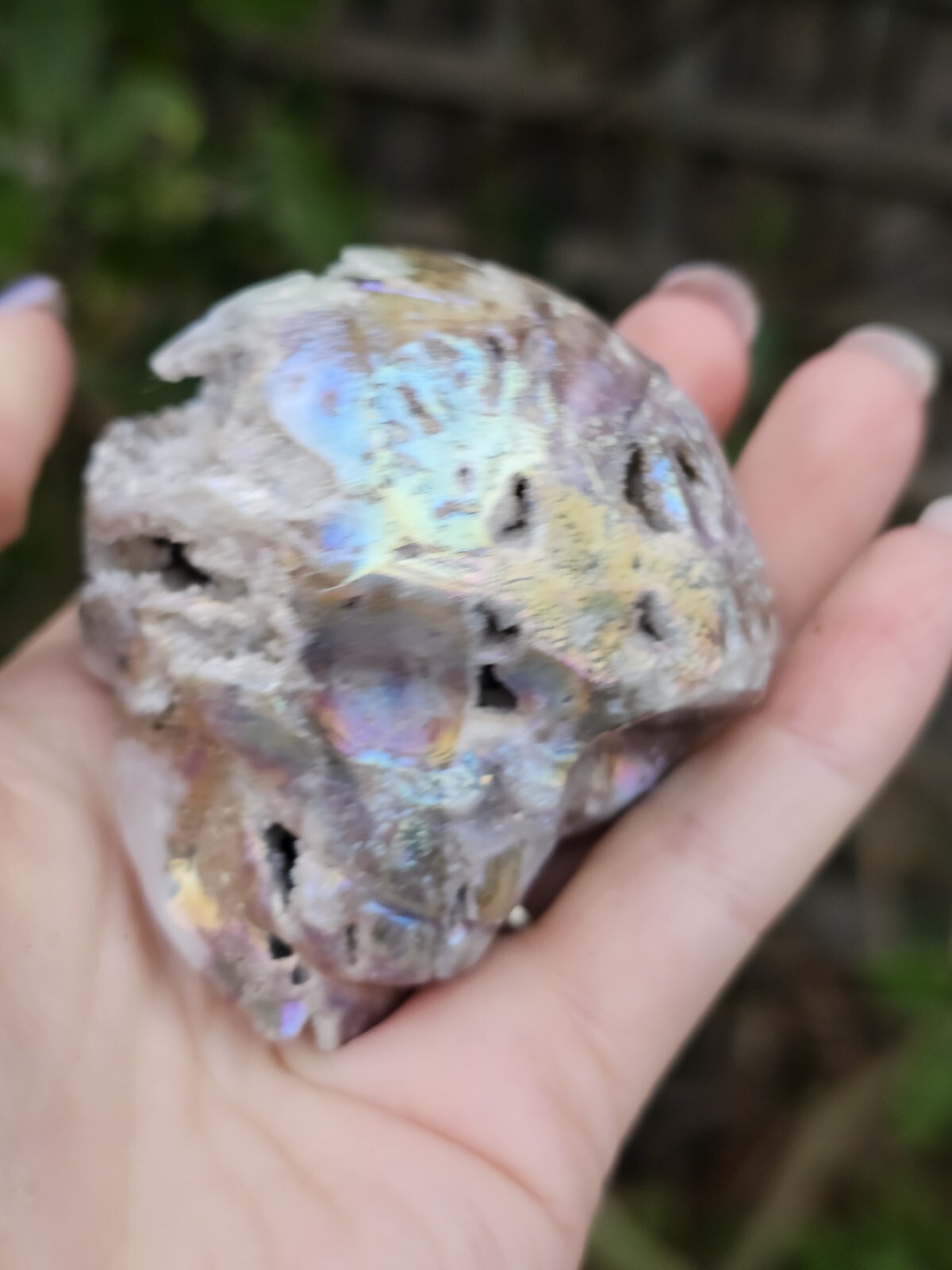 *SALE* Druzy Titanium Rainbow Aura sphalerite crystal Skull Angel Aura