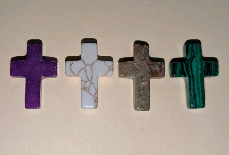 1″ Mini Crystal Crosses Natural Quartz Cross Shaped Worry Stones Charms – #8