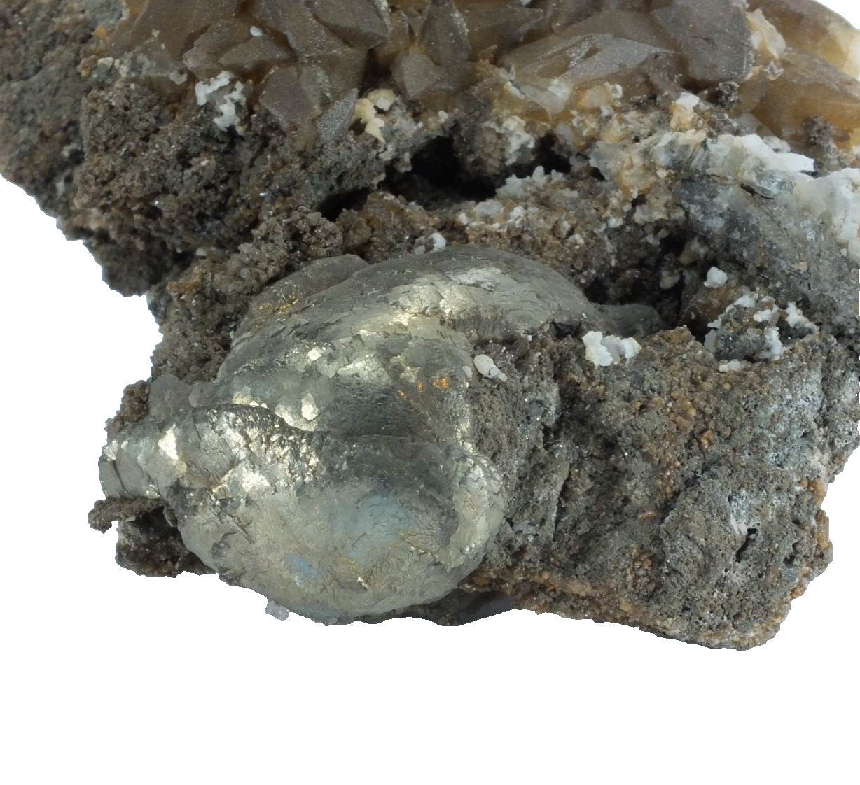 Pyrite with Calcite Crystals Zinc Corp Mine Broken Hill NSW Australia (EA11026)