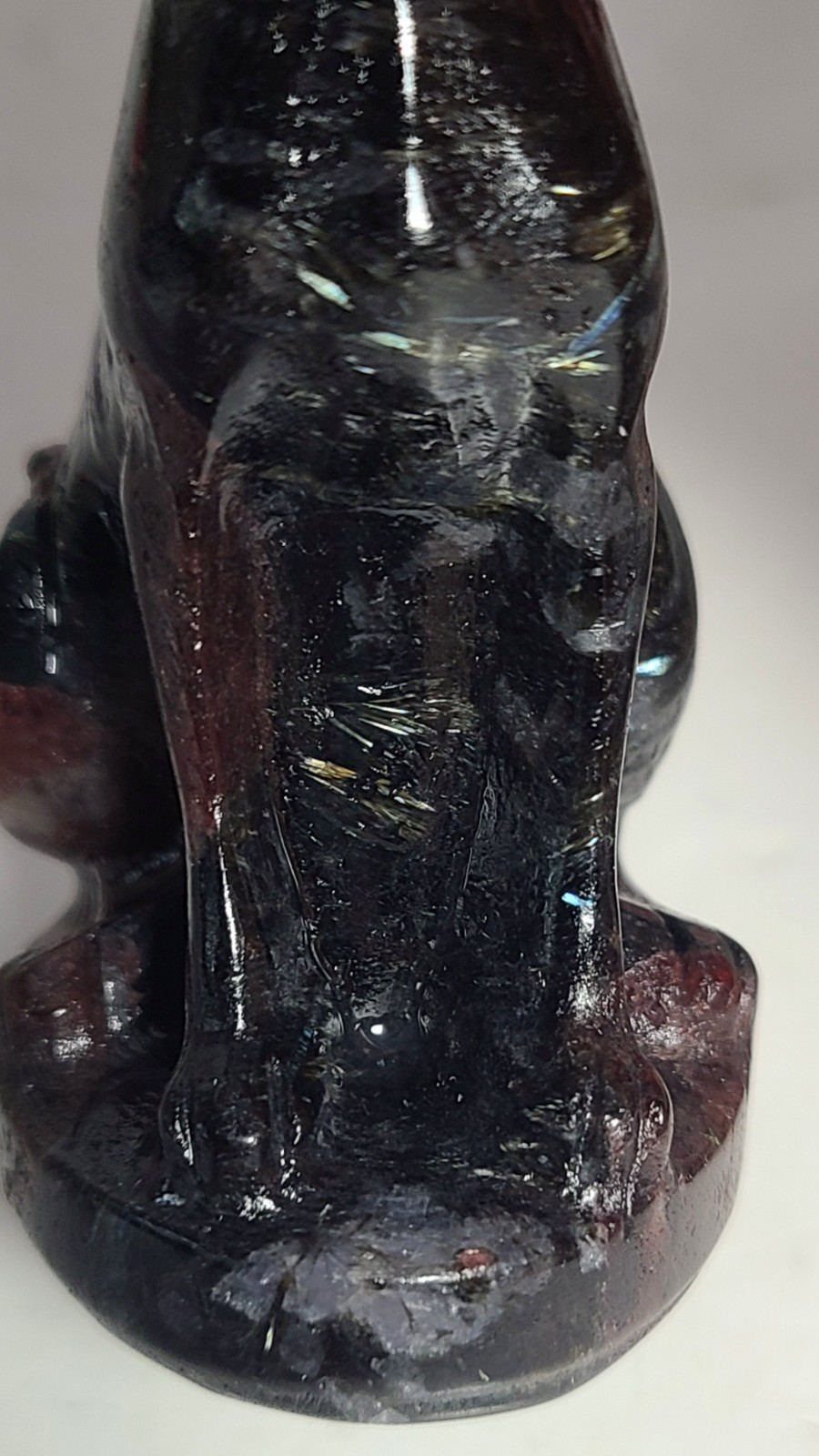 3″ 108g Garnet Arfvedsonite Egyptian Hairless Cat Crystal Stone Carving Statue