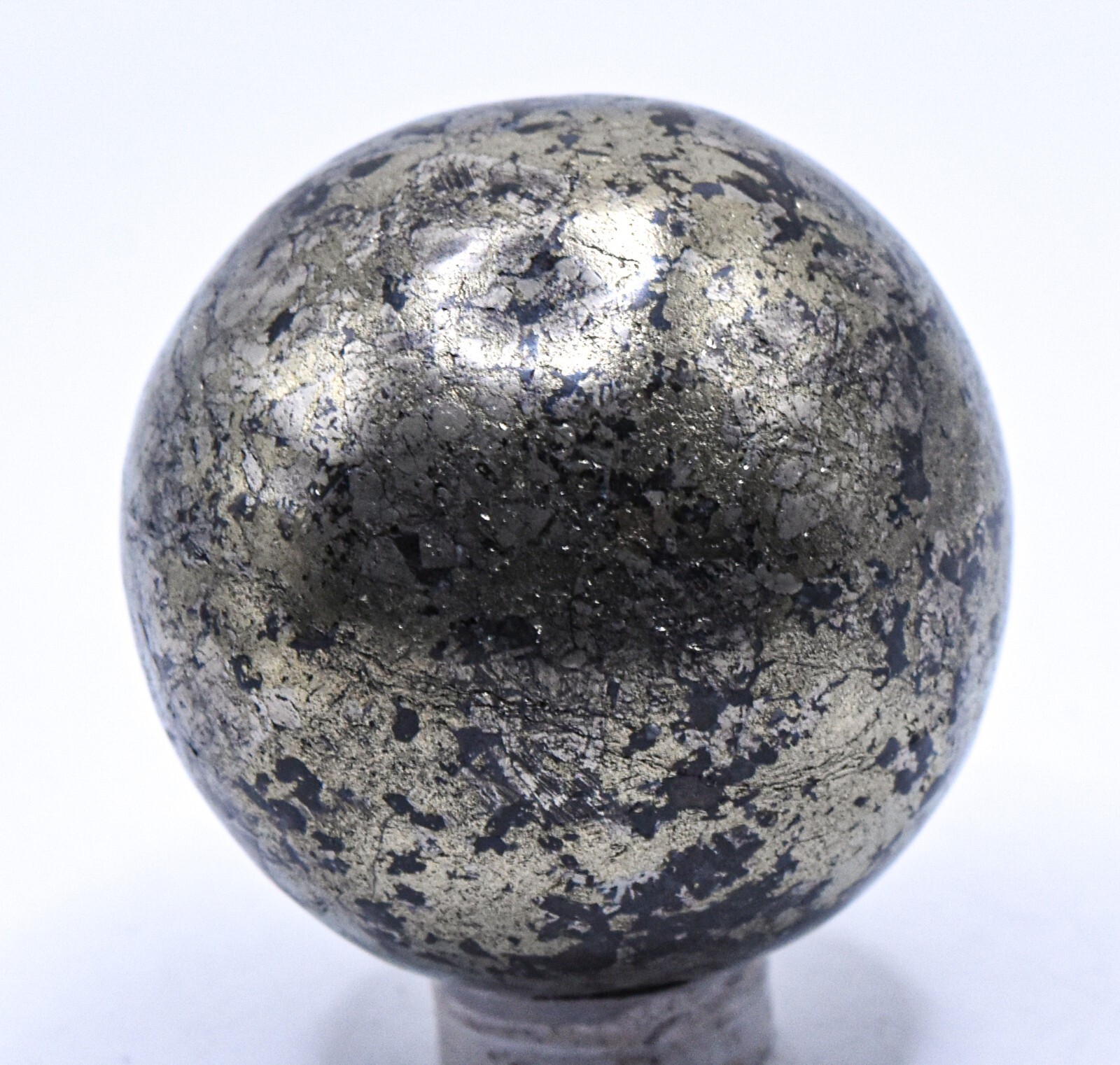 41mm Chalcopyrite w/ Pyrite Hematite Calcite Sphere Natural Mineral Ball – Peru