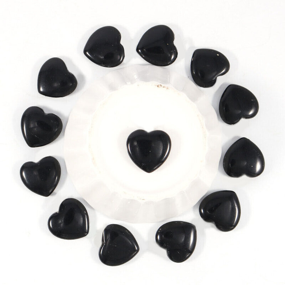 40 PCS 20mm Natural Crystal Quartz Carved Heart Shaped Healing Love Gemstones **