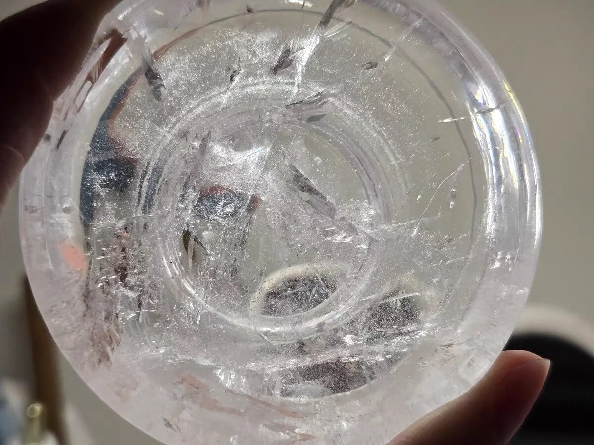 1pc Natural clear crystal quartz Carved bowl Reiki Healing Gift random 80-90mm