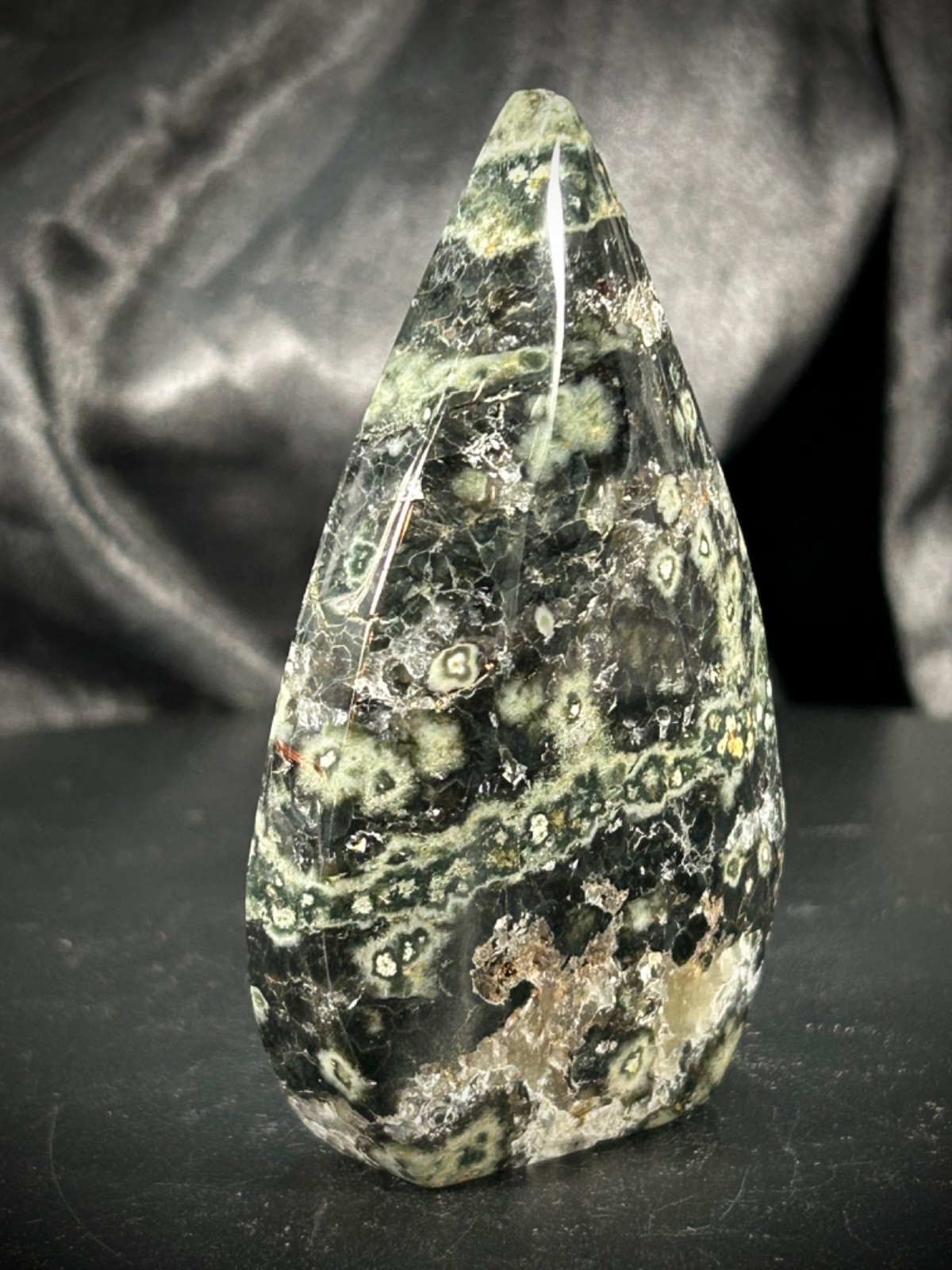 3.24″ 8th Vein Jasper With Druze Teardrop Ornament 4.2oz (120 grams)