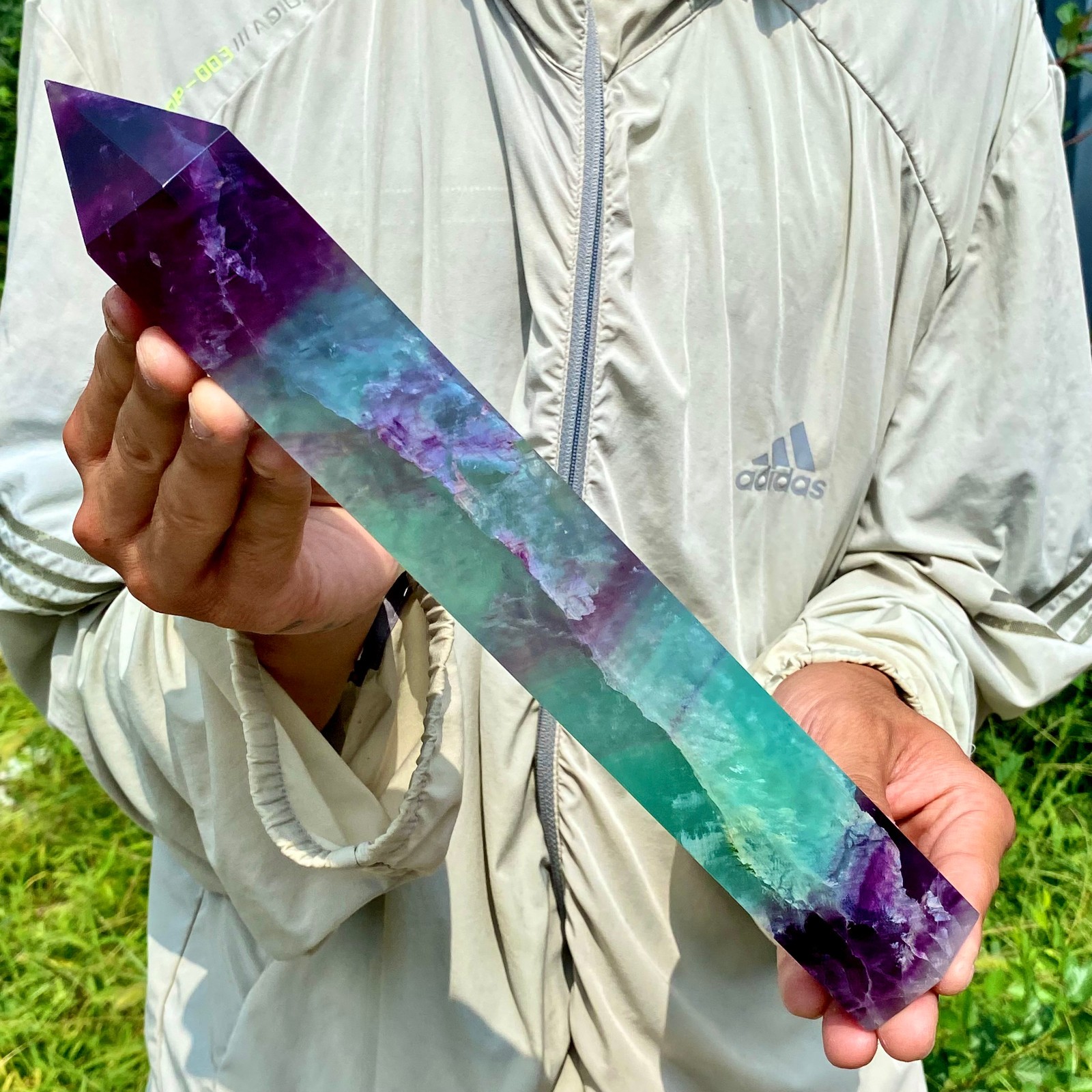 2.86LB Natural Fluorite Crystal Column Magic Wand Obelisk Point Earth Healing