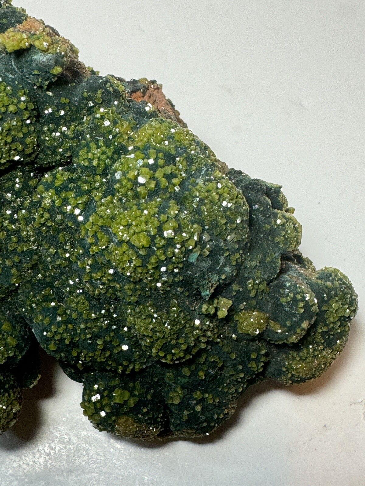 RARE Pyromorphite on Malachite Crystal – Rum Jungle Australia Mineral Specimen