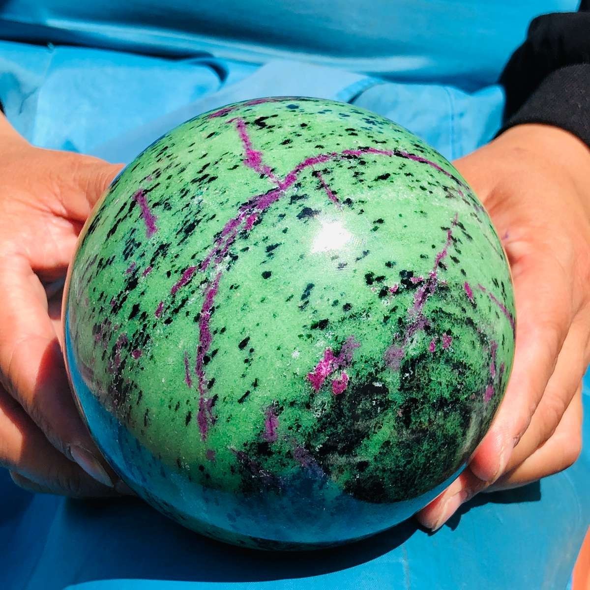 4.99LB Rare Natural Red and Green Treasure Ball Quartz Crystal Aura Healing 5149