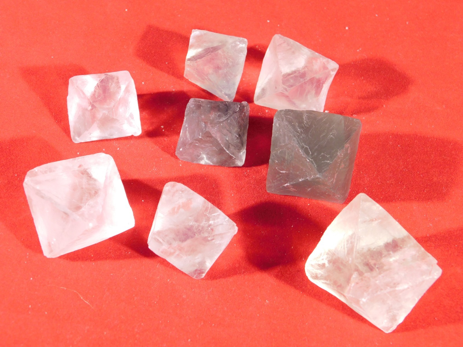 Big Lot of EIGHT! Translucent Octahedron FLUORITE Crystals From China 341gr