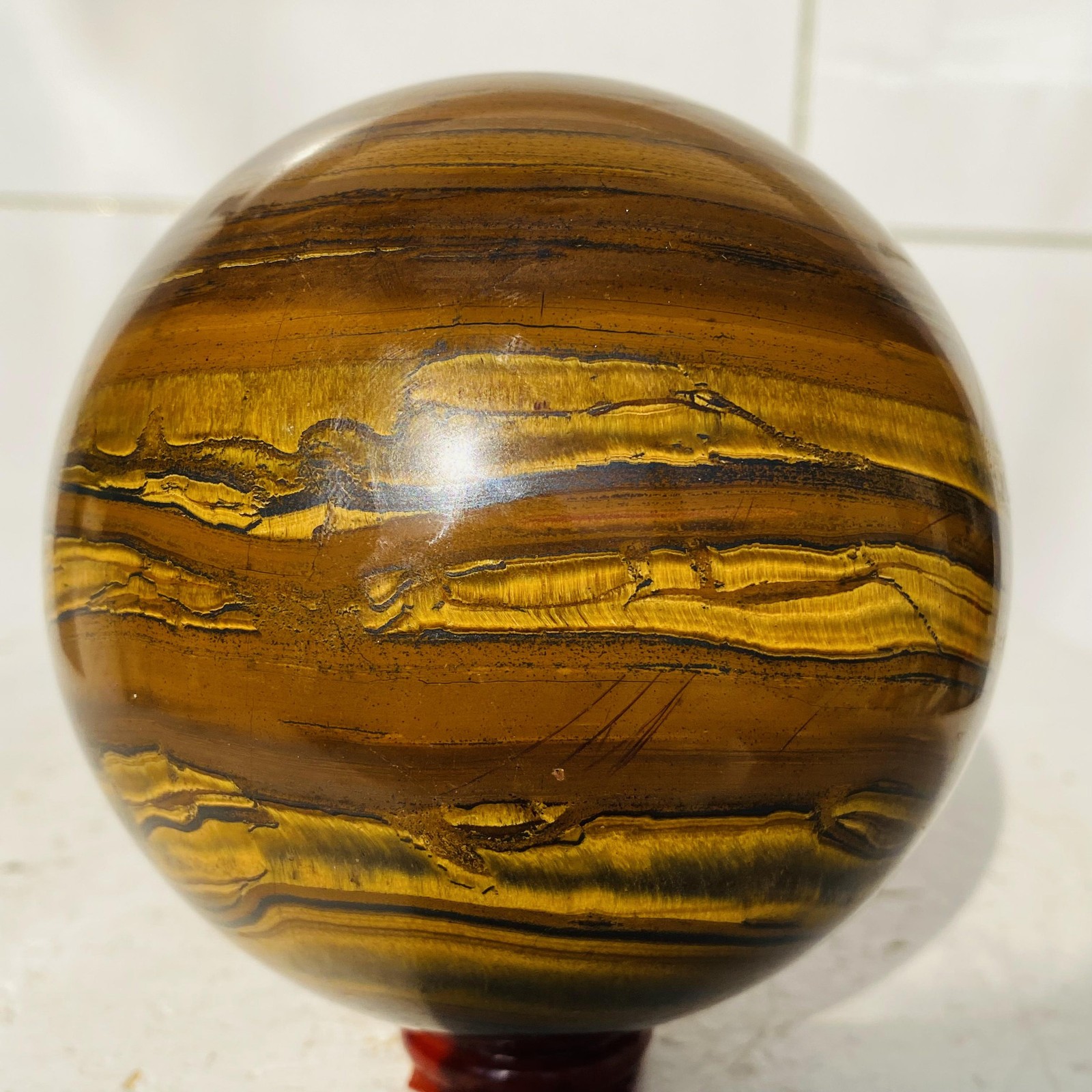 Natural tiger’s eye ball quartz crystals sphere gem reiki healing 1520g