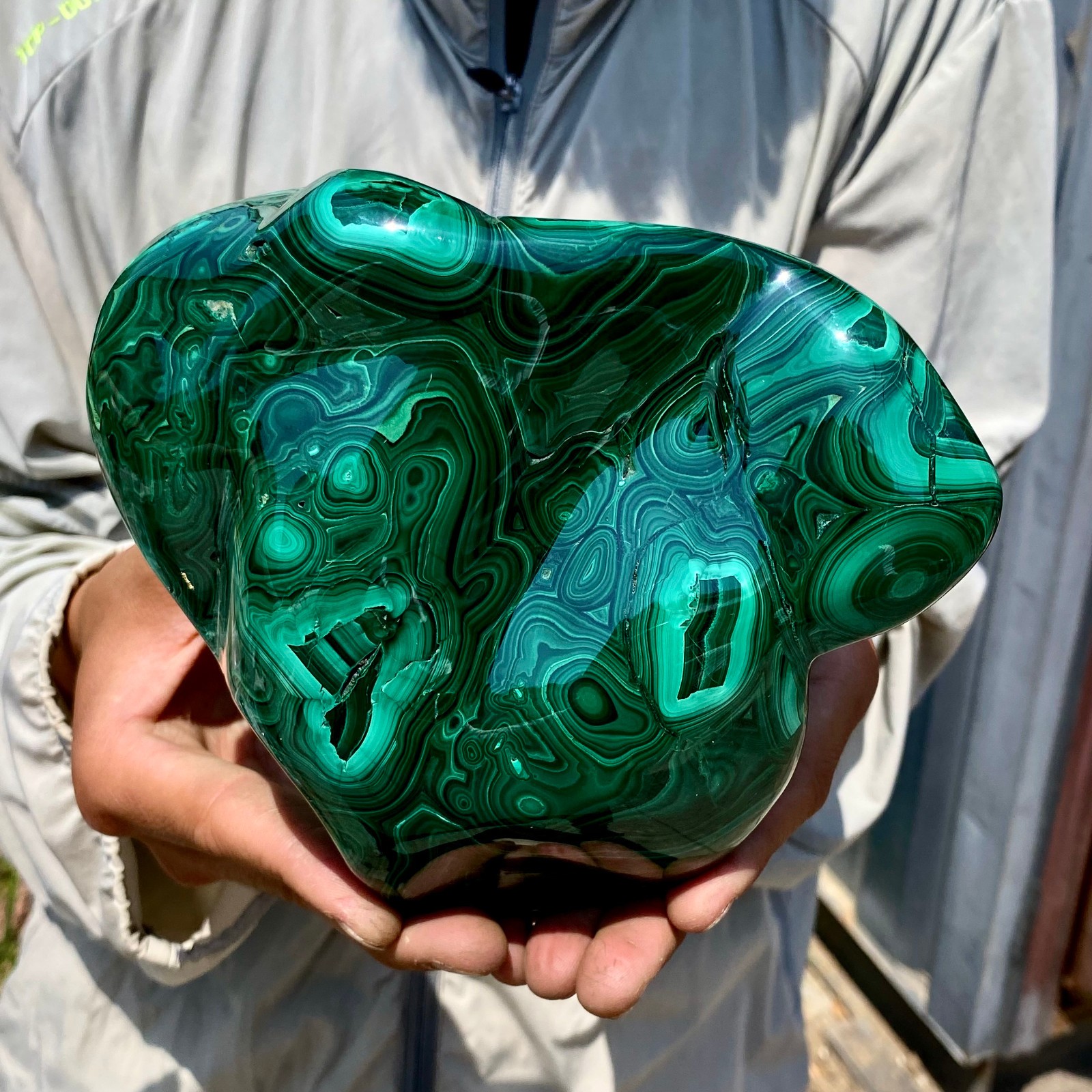 6.15LB Natural glossy Malachite transparent cluster rough mineral sample
