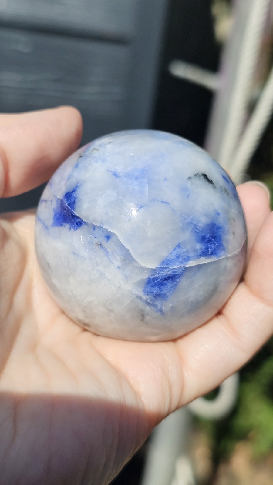 Afghanite Crystal sphere Rare 5.2cm 192g Blue uv Reactive