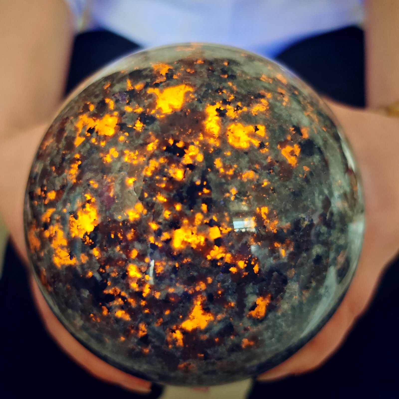 7.15LB Natural Flame Stone Ball Body Crystal Ball Spiritual Healing 3250g
