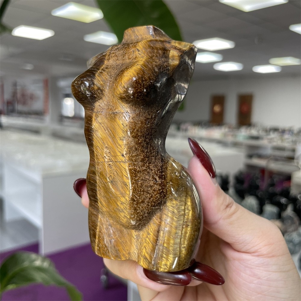 0.6LB 4.1″ Natural Yellow Tiger Eye Stone Lady Body Crystal Quartz Figurine