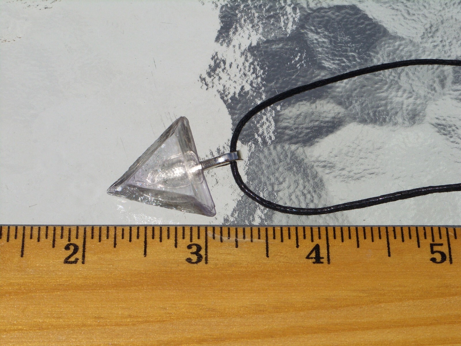 Purple Clear Fluorite Raw Rough Triangle Free Form Crystal Pendant Necklace