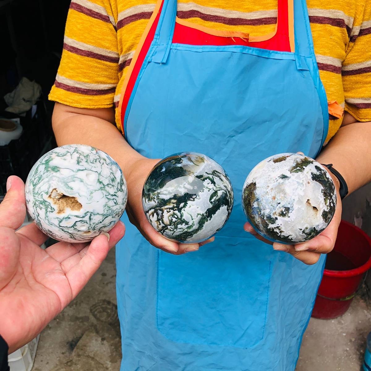 3 pieces 2540g Natural aquatic Agate Ball Quartz Crystal Sphere Healing 2112
