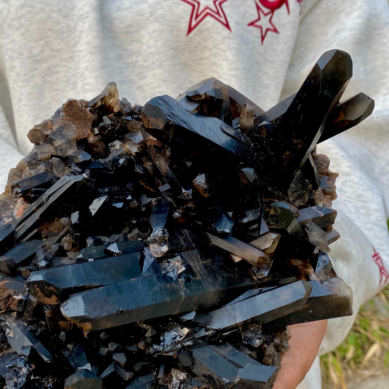 3.7LB Natural Beautiful Black Quartz Crystal Cluster Mineral Specimen Rare