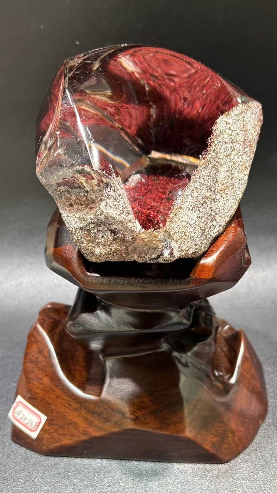 7.0LB AAAA Top Natural Red Ghost Phantom Quartz Crystal Specimen Healing + Stand
