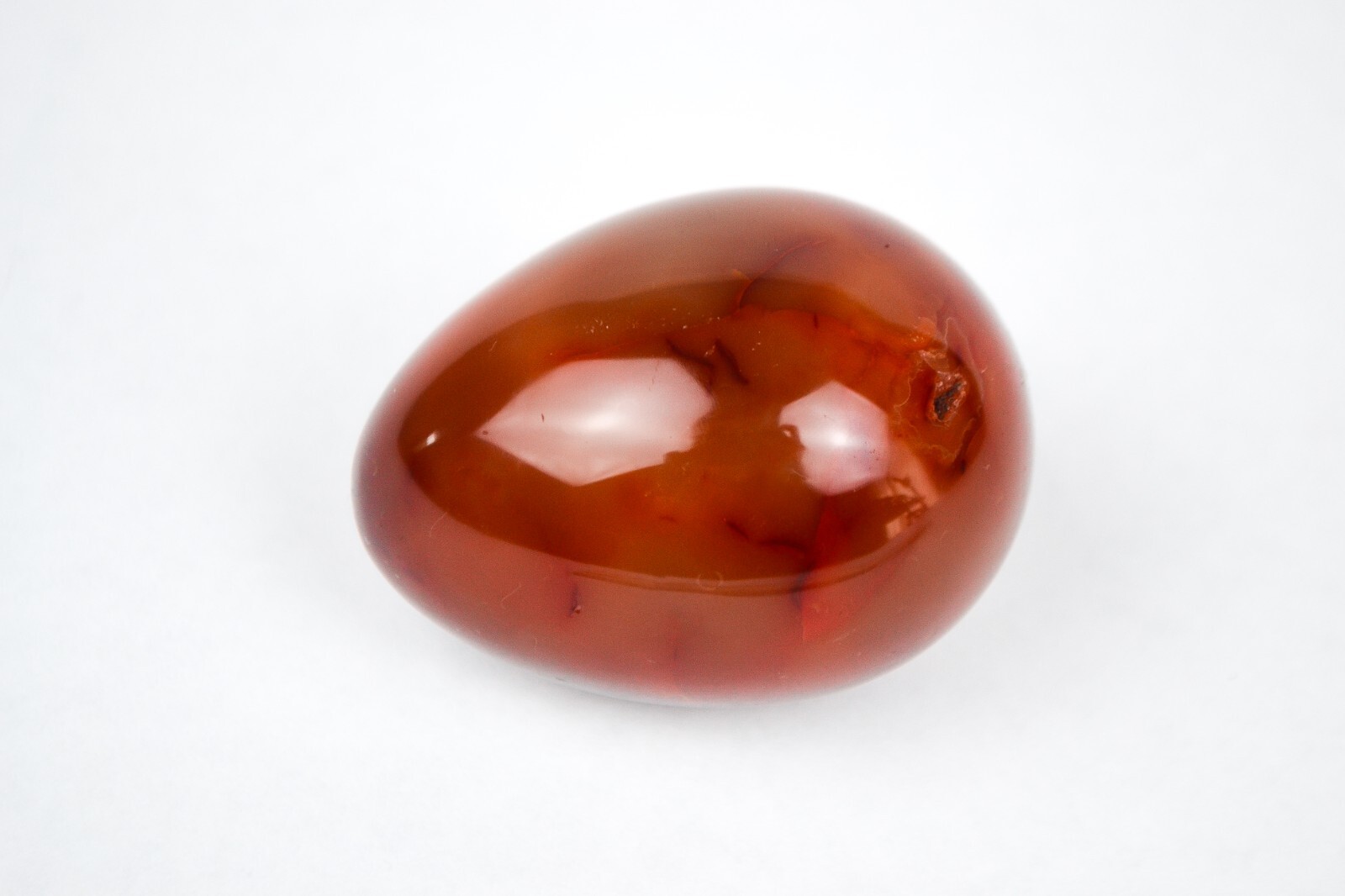 USA! 185g Tumbled Carnelian Egg – red orange polished carved agate chalcedony