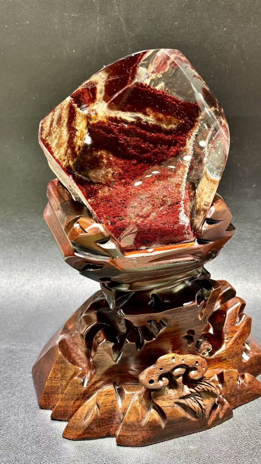 7.0LB AAAA Top Natural Red Ghost Phantom Quartz Crystal Specimen Healing + Stand