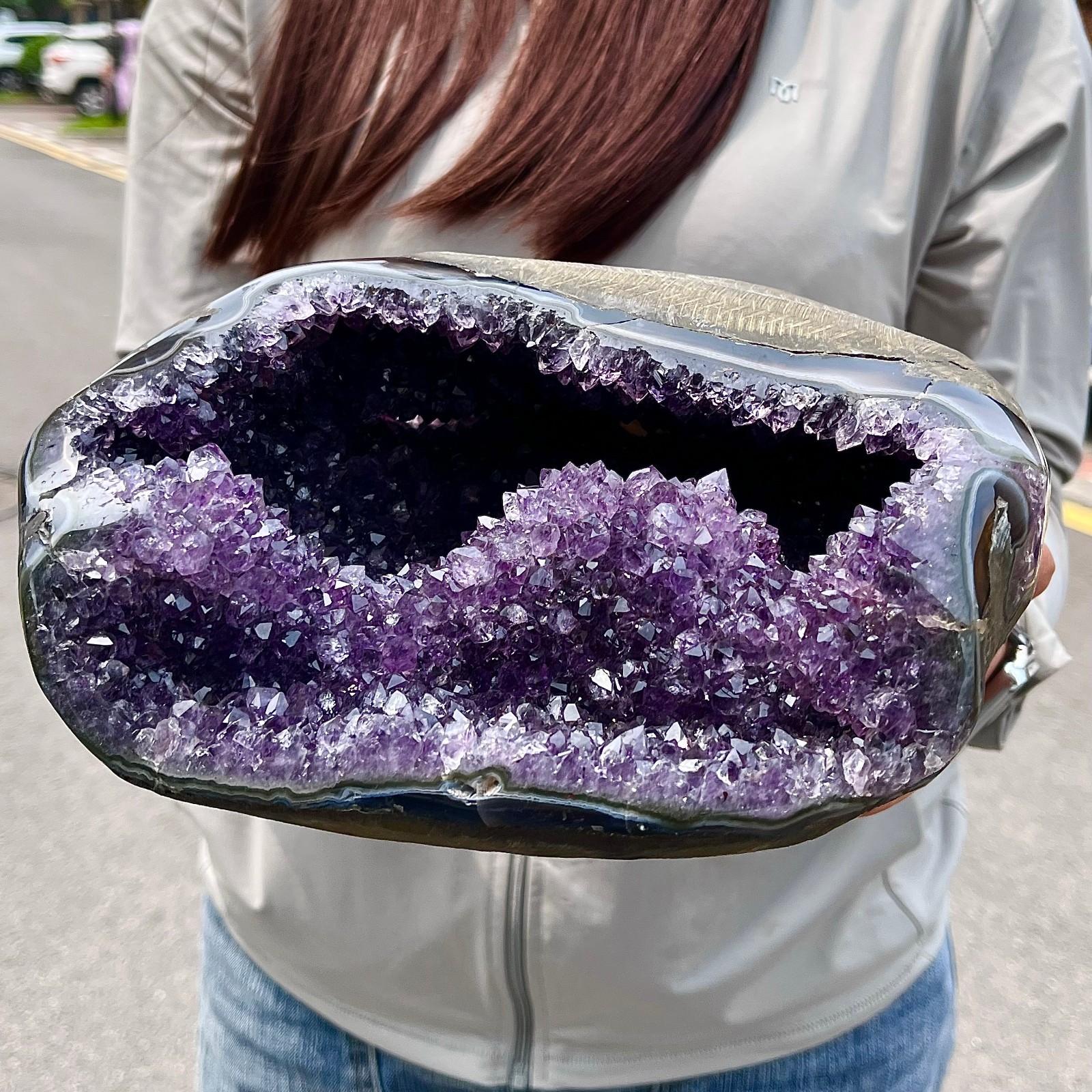 15.23LB High quality amethyst agate coin bags attract wealth crystal specimens