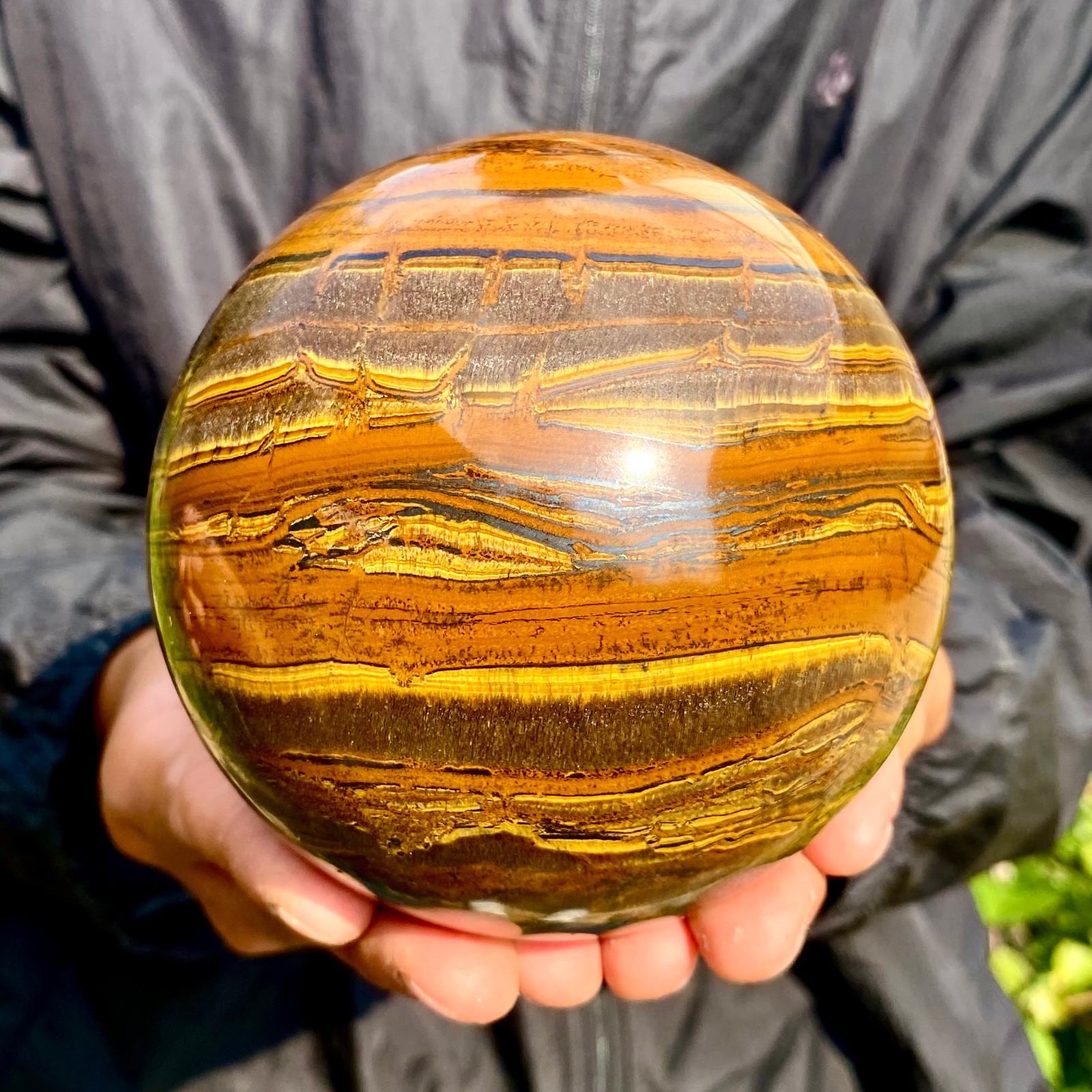 4.03LB Large Natural Tiger Eye Stone Crystal Ball Quartz Healing Sphere Décor
