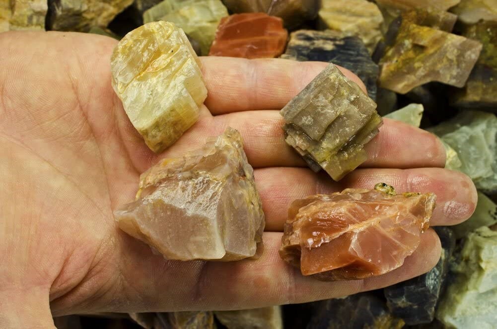 1 lb Semi-Translucent Moonstone Rough Stones – Natural Crystal Mineral Rock