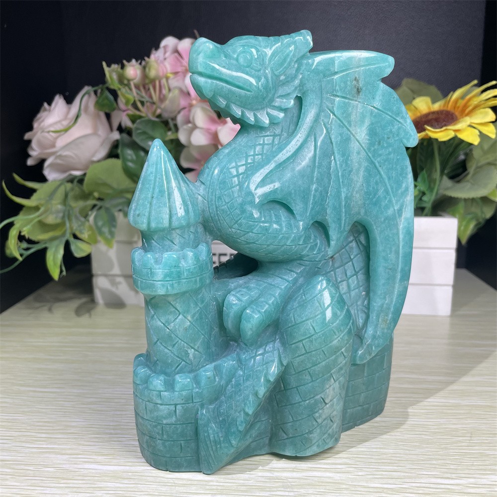 6.4″ 3.8LB A+Natural Amazonite Dragon Crystal Carving Quartz Reiki Decor Gift