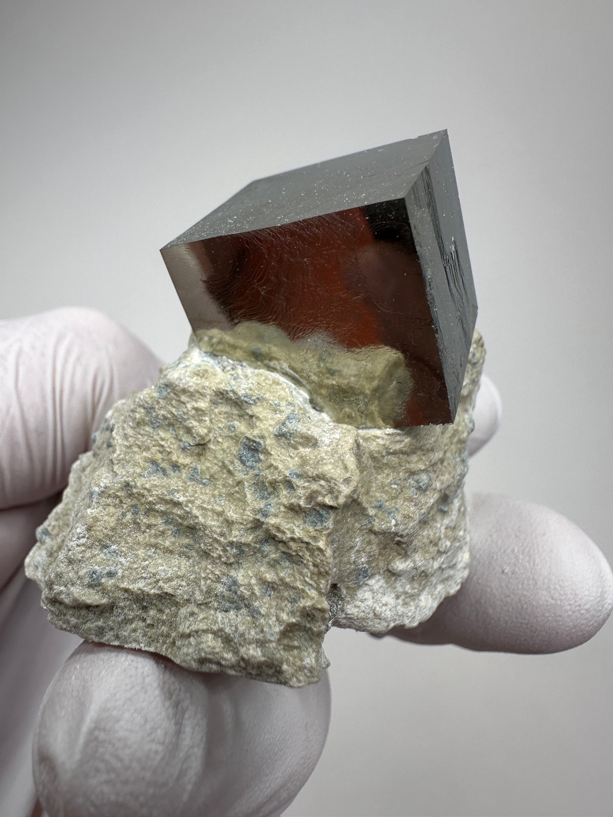 Rare Lustrous Pyrite Cube on Matrix__Navajun Mine, Spain