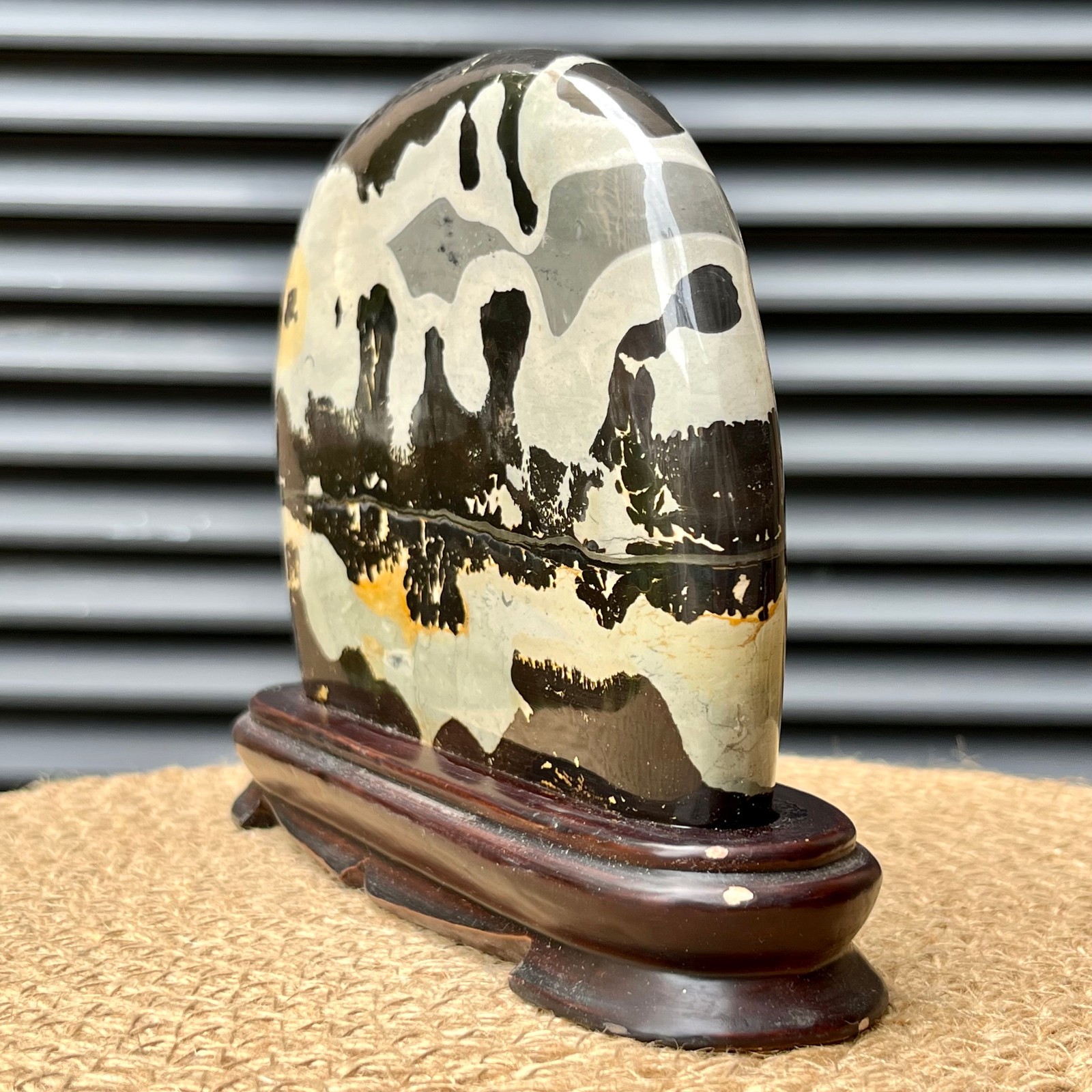 2.5 lb Scenic Stone Natural Pattern Polished Display Art Wood Base