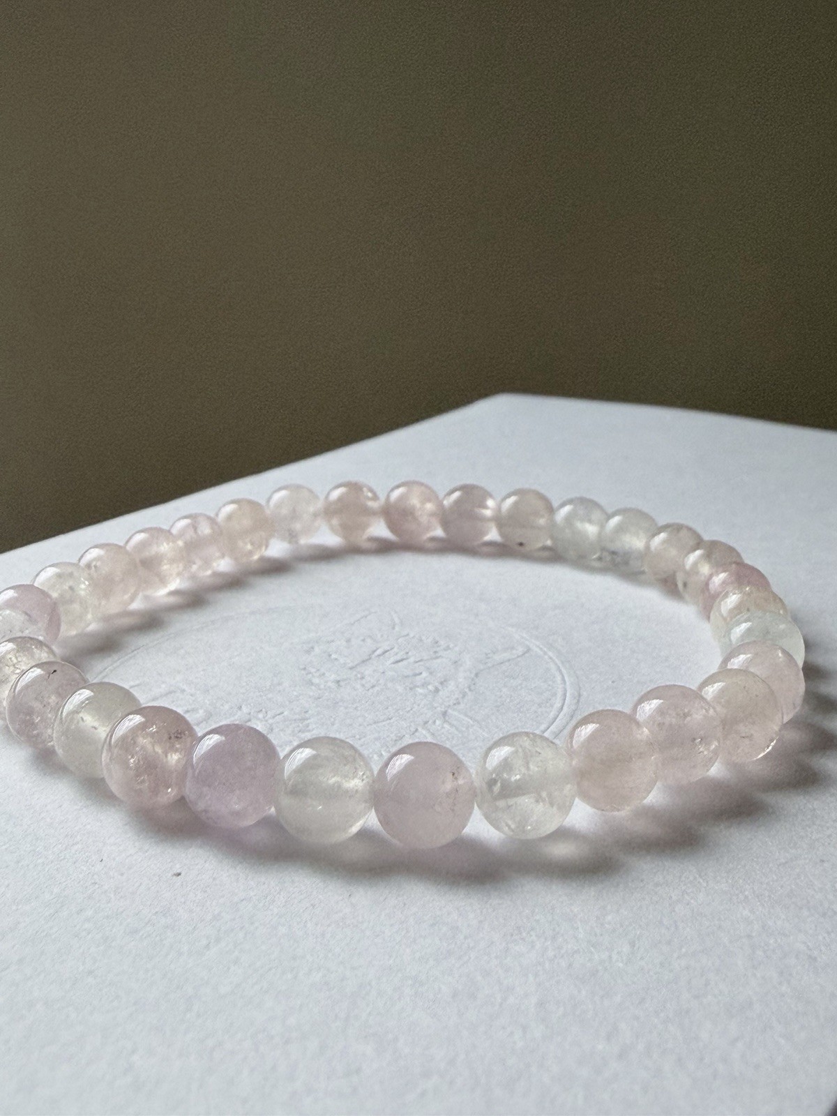 Natural Pastel Mozambique Rose Quartz Bracelet 6.5mm