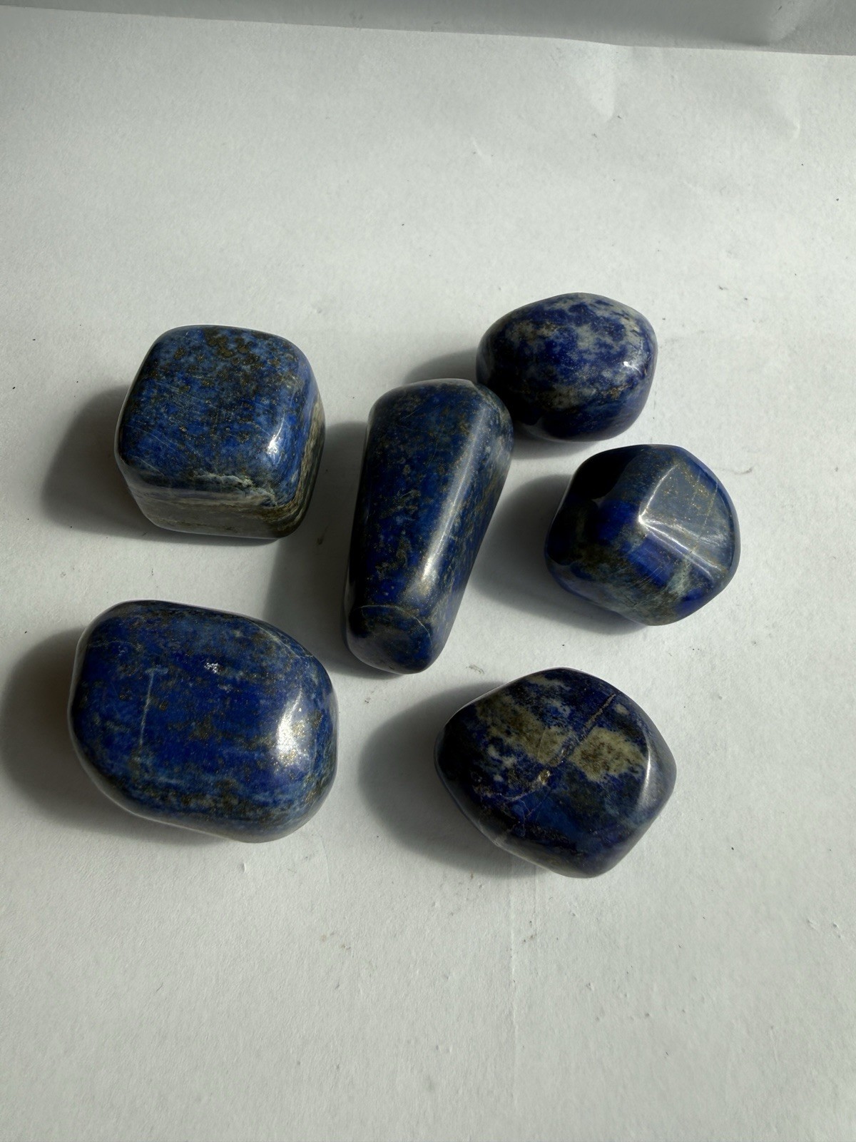 Natural Lapis Lazuli Tumbled Stones Lot 6 Pcs Polished Crystals Pyrite 192g