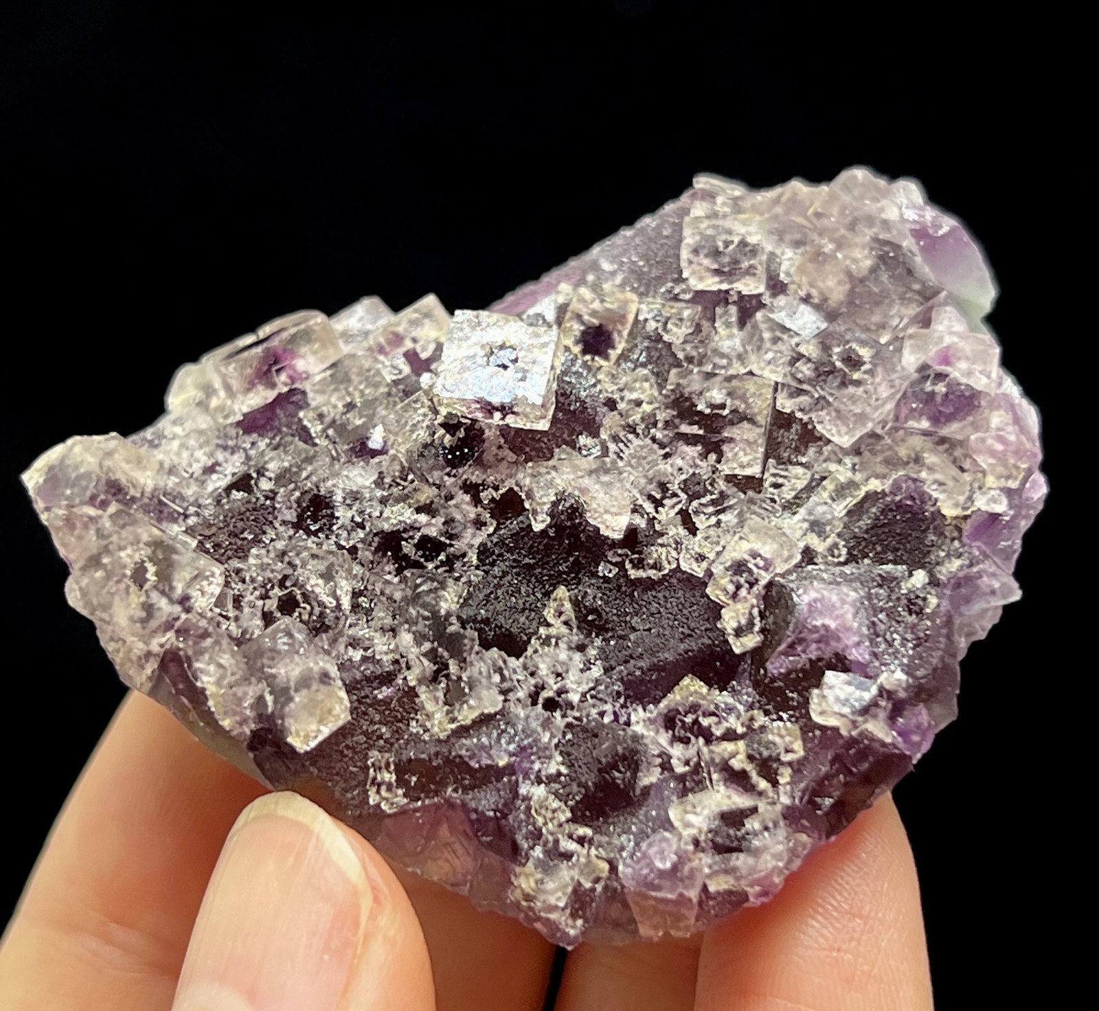 56mm 71g Two-generations Fluorite, Cubic on Octahedron, Natural Mineral Specimen