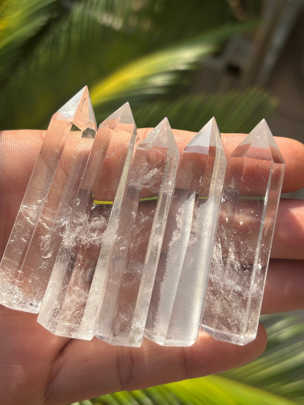 5PCS CLEAR QUARTZ SINGLE THIN PENCIL POINT WAND GEMSTONE CRYSTAL