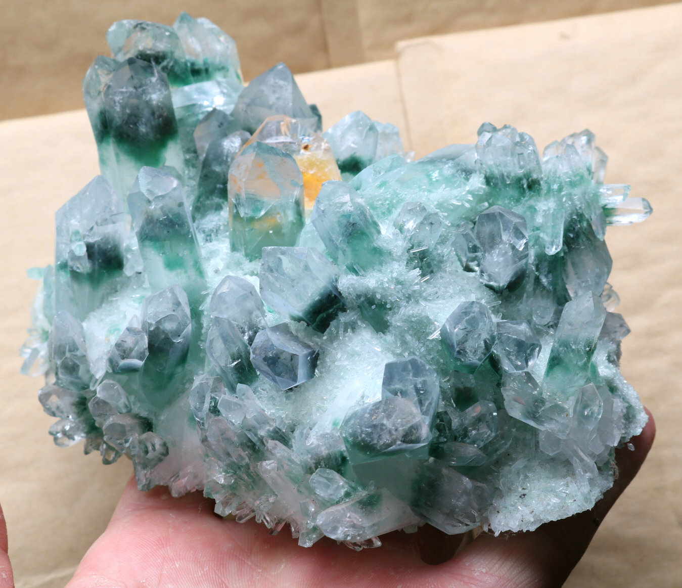 1025.9g New discovery green ghost Yellow crystal clusters of mineral samples