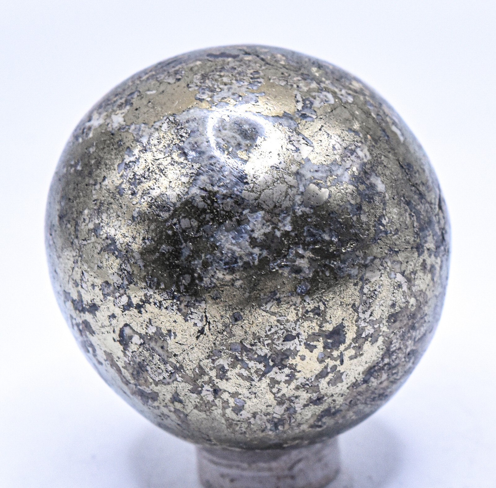 43mm Chalcopyrite w/ Calcite Inclusions Sphere Polished Natural Mineral – Peru
