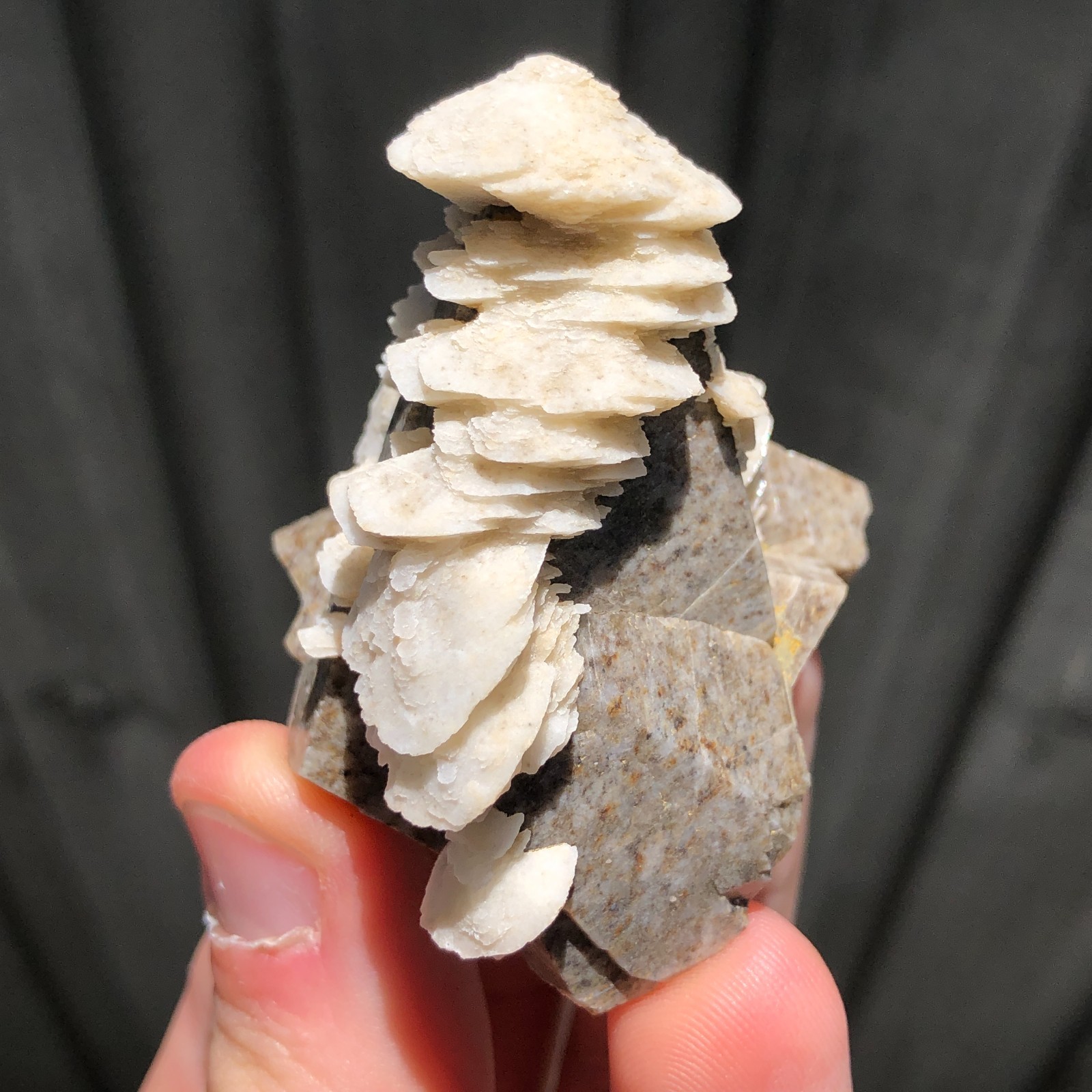 5.6cm Calcite Pagoda Crystal Cluster form Panasqueira Mines, Portugal