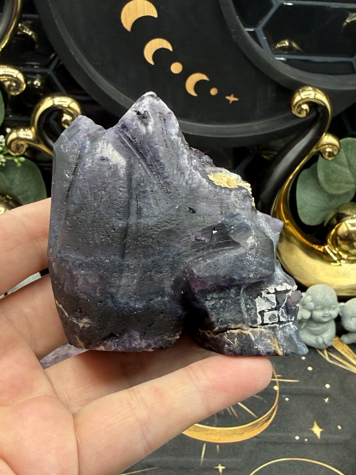 Natural Fluorite Skulls Raw Specimen Feather cube blue purple green free ship