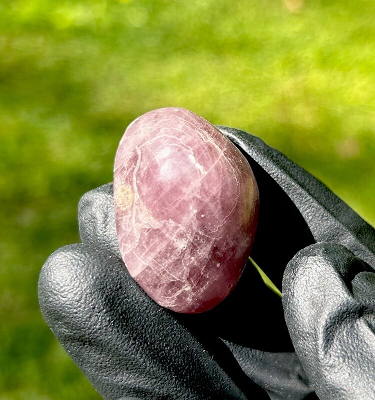 Handmade Polished Purple ANGELITE ANHYDRITE Rare Crystal Palm Stone MADAGASCAR