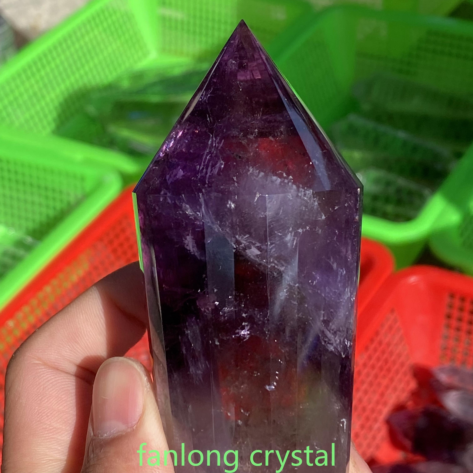 Top 7.8in Quality 24 Sided Clear Vogel Quartz Crystal Wand Poin Reiki 1pcs