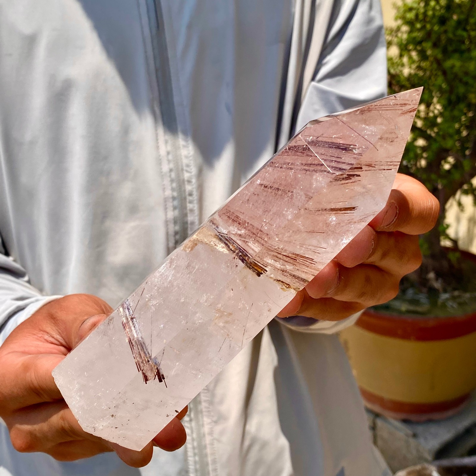 1.9LB Natural copper hematite patterned quartz crystal column crystal specimen