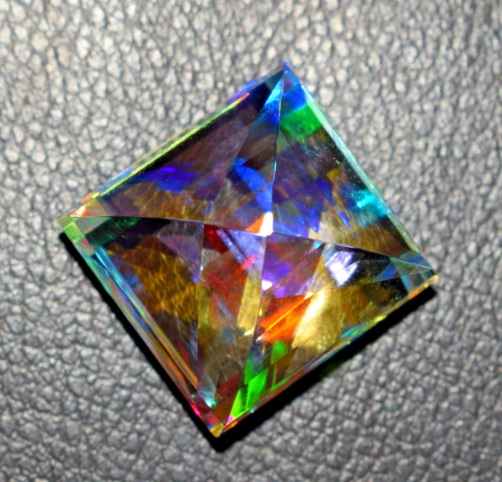 61+ Ct Mystic Topaz Certified Square Cut Colorful Rainbow Gemstone