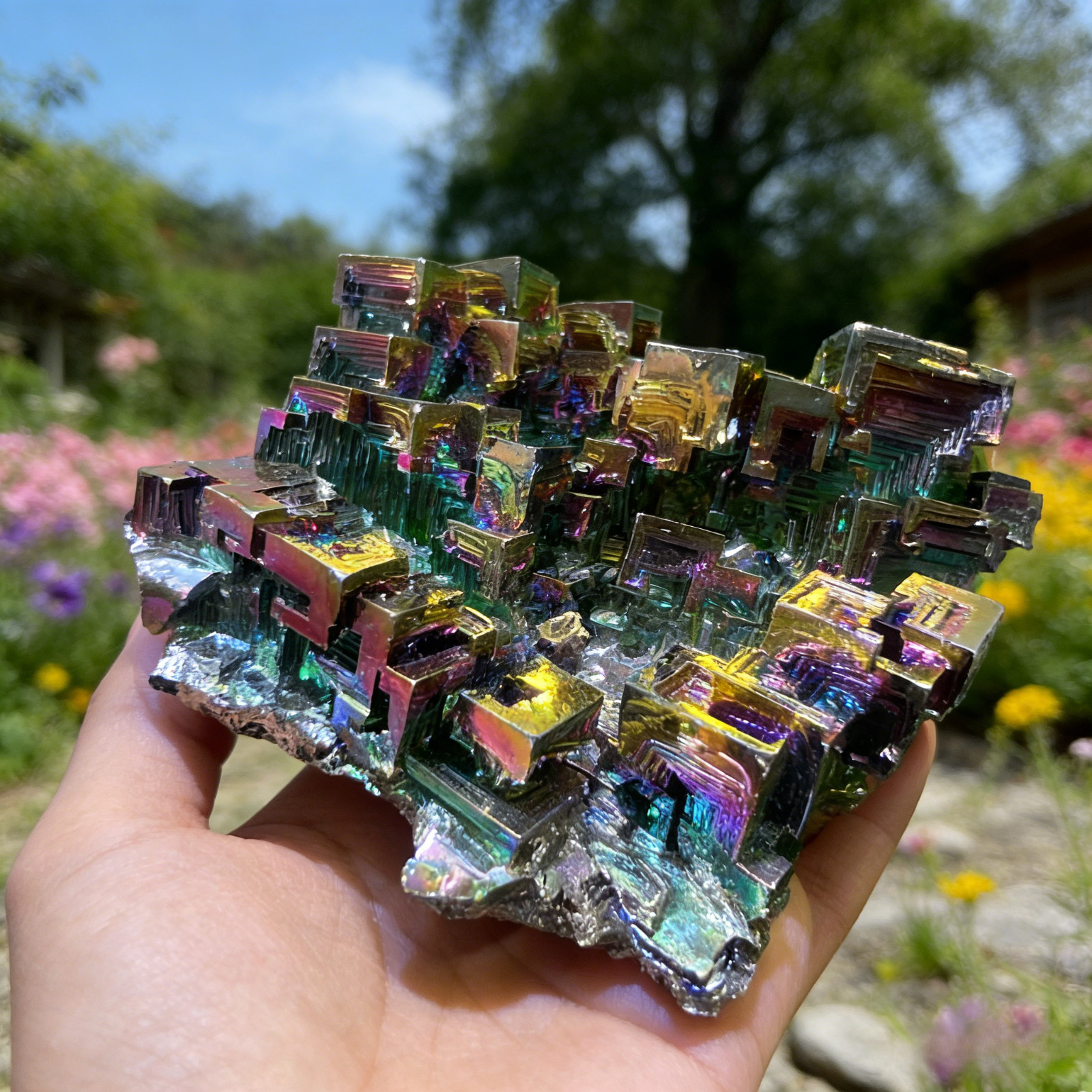 Natural Stone Bismuth Rainbow Aura Charm Specimen Crystal Cluster Reiki specimen