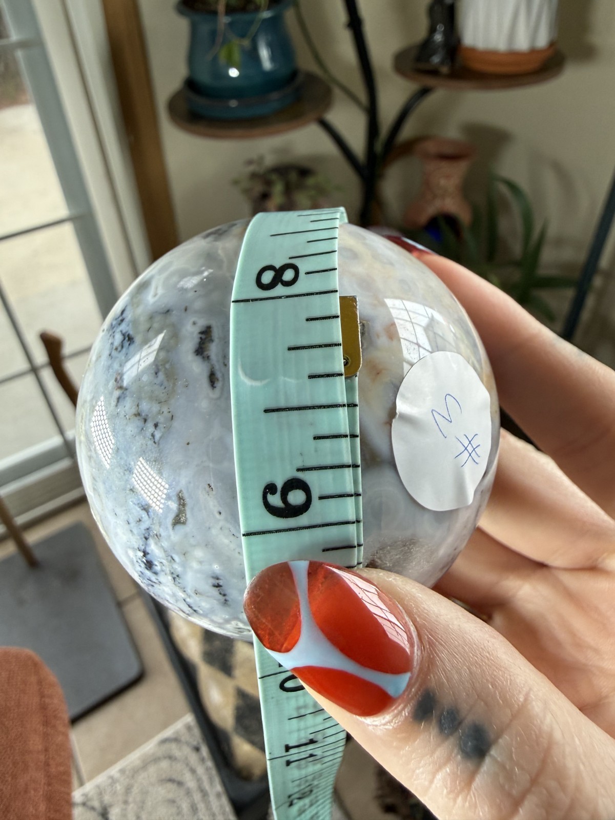8th Vein Ocean Jasper Sphere – Blue, White, Brown & Green Orbs – 11.43 oz