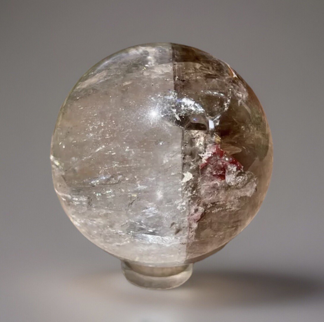 Bicolor Garden Quartz Sphere with Smoky Quartz Rare Collectors Crystal Gemstone
