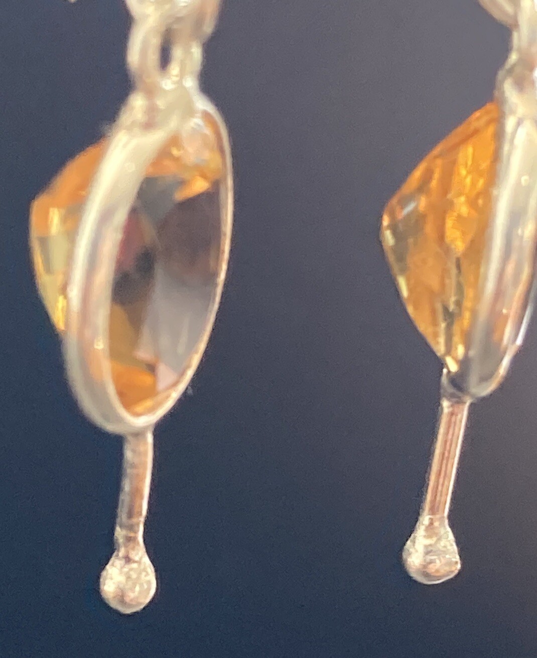 Sterling Silver Topaz Earrings -Artisan 1.8 Gr Bezel Golden Yellow 925 light