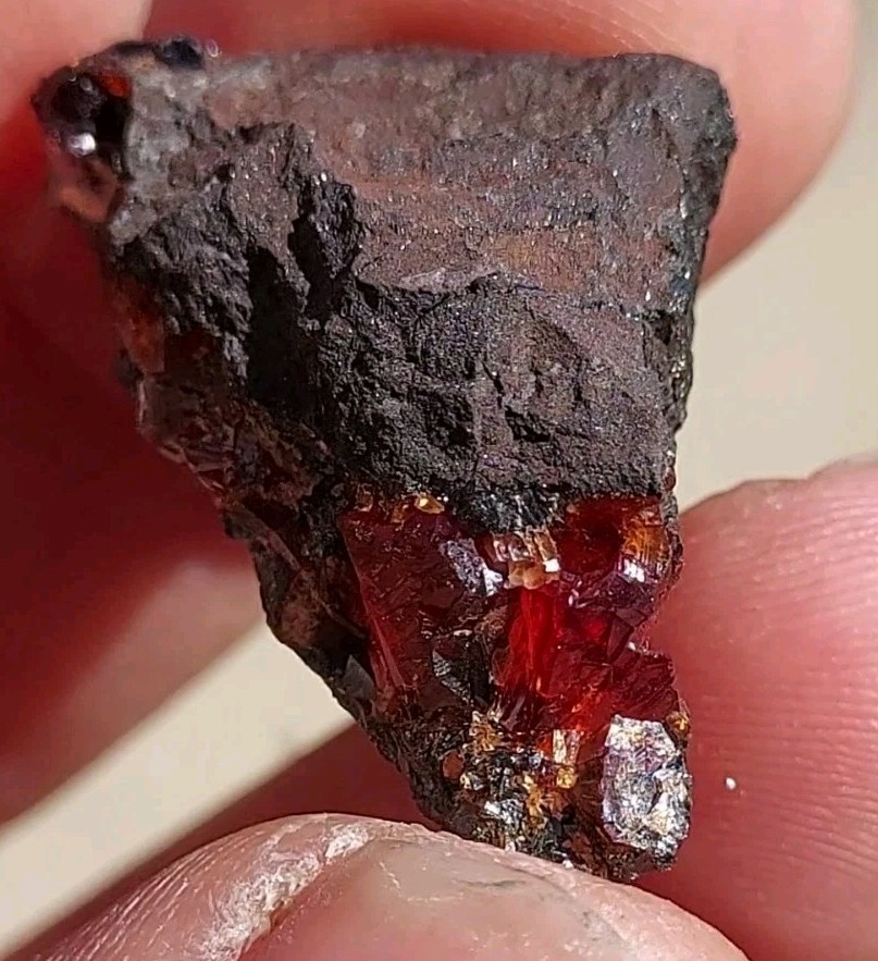 ULTRA RARE GEM RHODOCHROSITE ON MATRIX N’Chwaning I Mine, KMF, South Africa