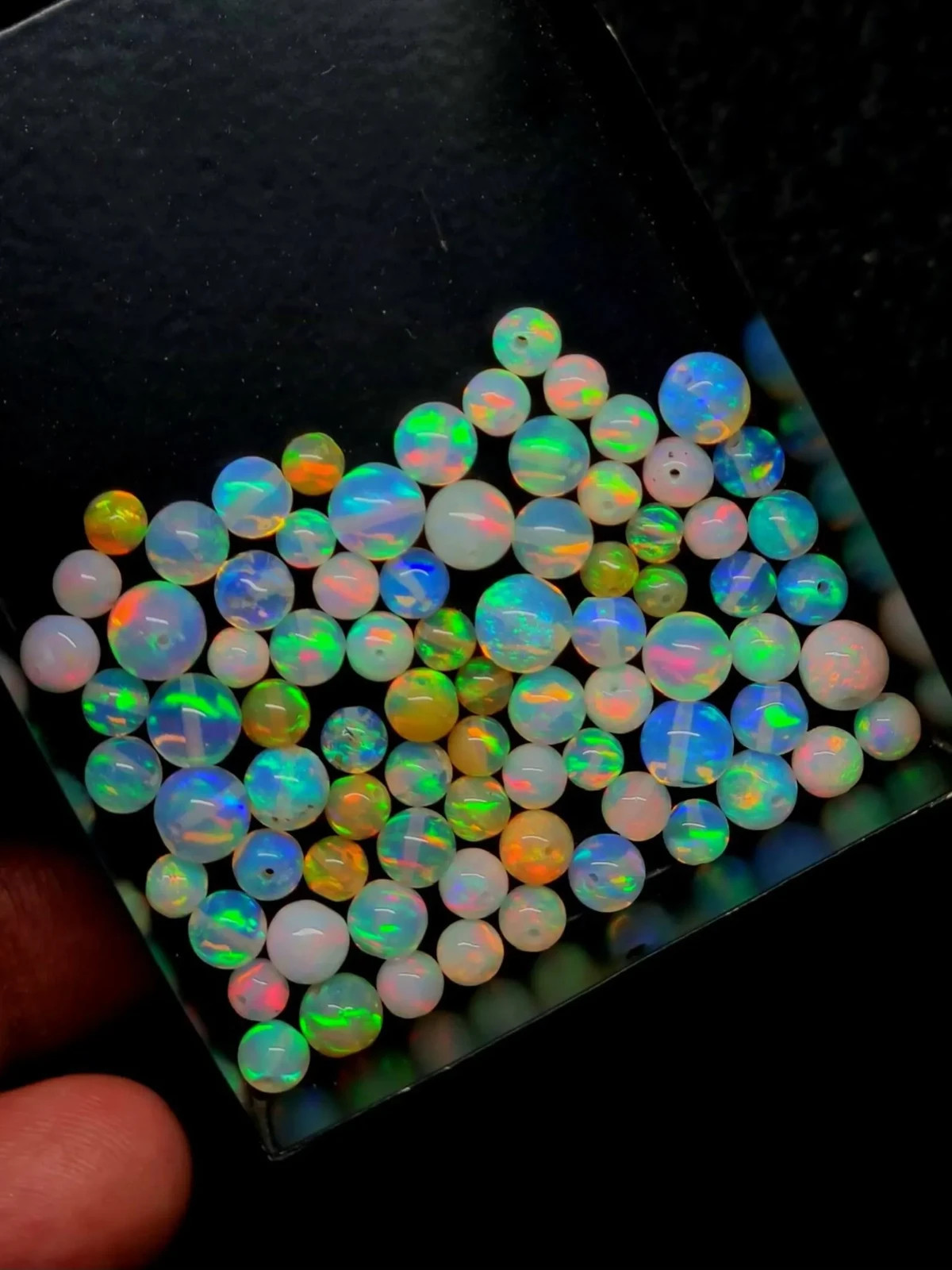 AAA Grade Ethiopian Opal Beads: Drilled Round Opal Balls For Necklace 5pcs…..