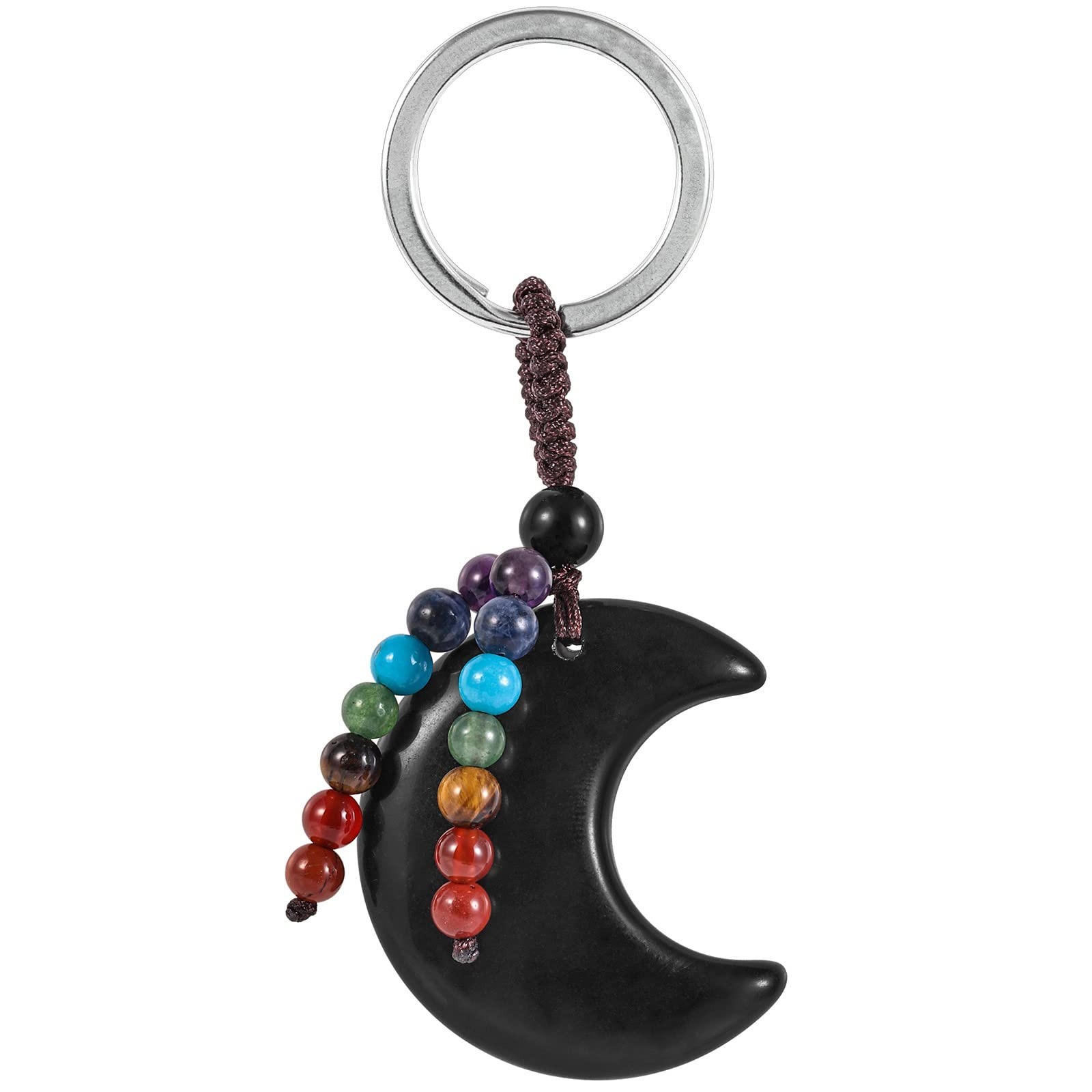 Moon Crystal Black White Bag Charm Keychain for Purse Handbag Women Gift